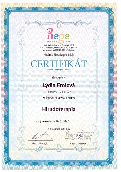 Certifikát Lýdia – Telové sviečky